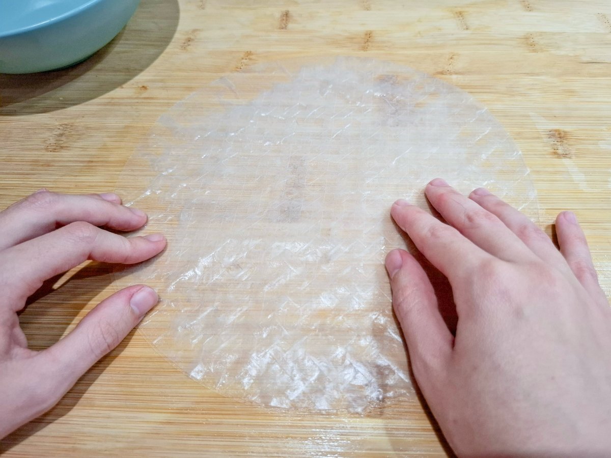 Obleas de papel de arroz humedecidas