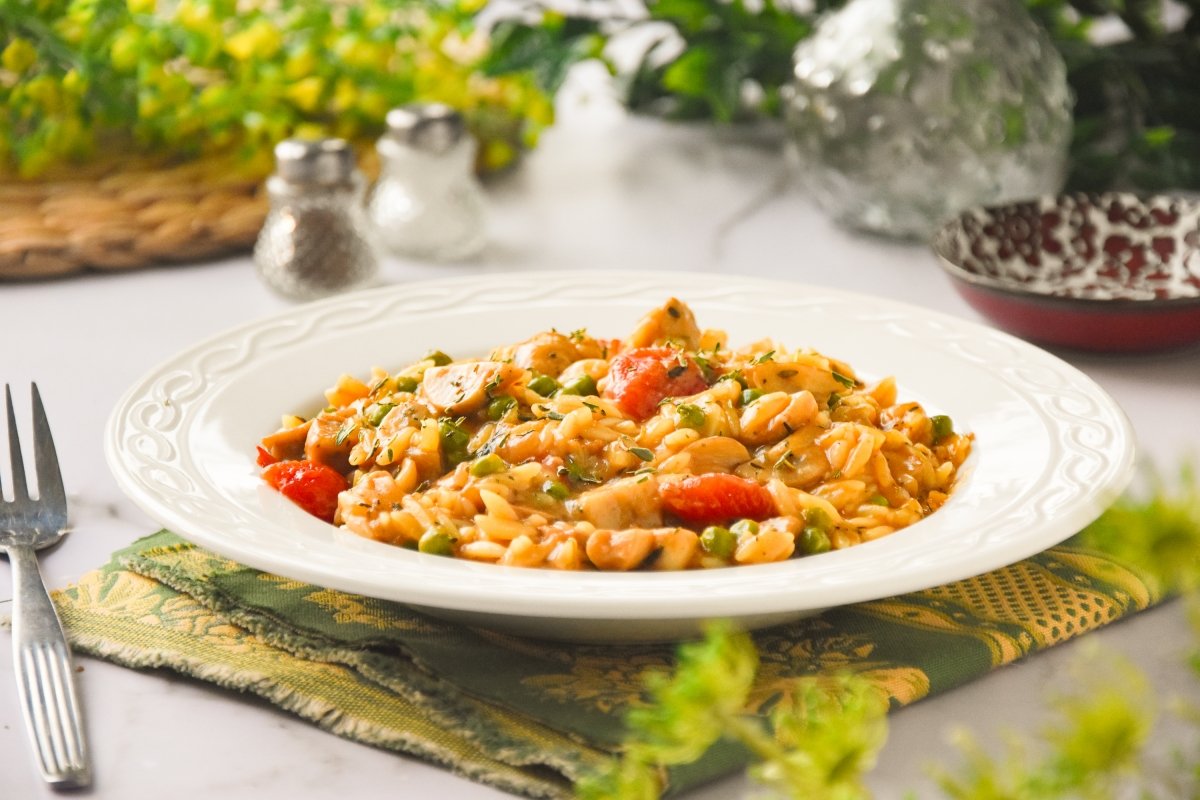 Orzo con verduras listo para comer