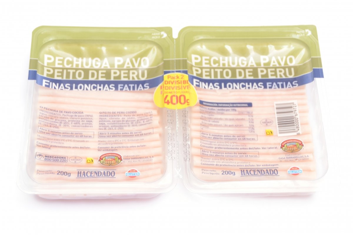 Pack de dos paquetes de fiambre de pavo de Mercadona