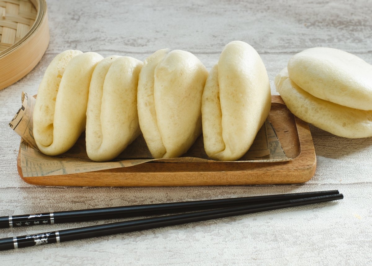 Homemade bao bread ready to use in sandwiches