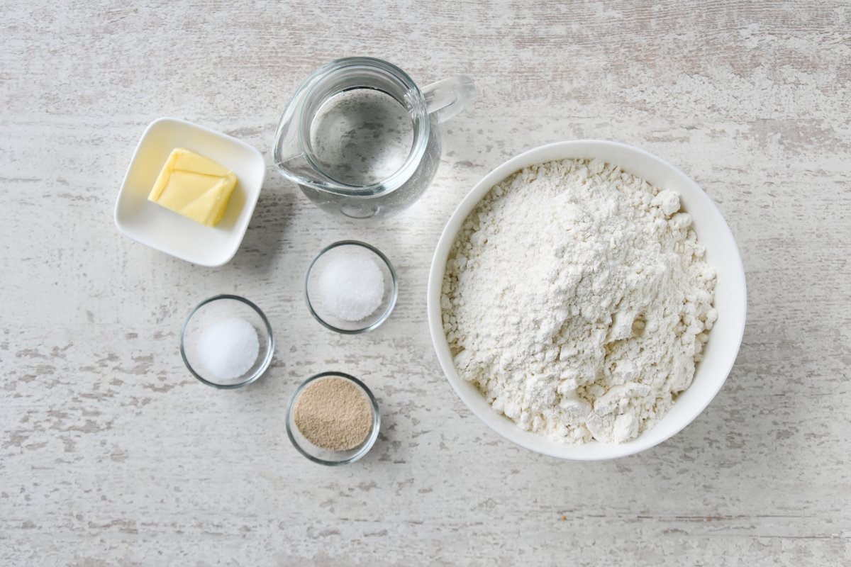 Ingredients for making homemade bread