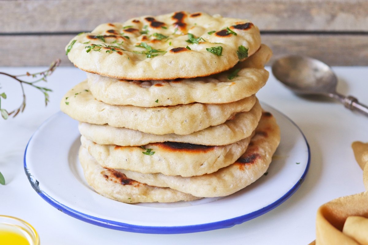 Indian naan bread served