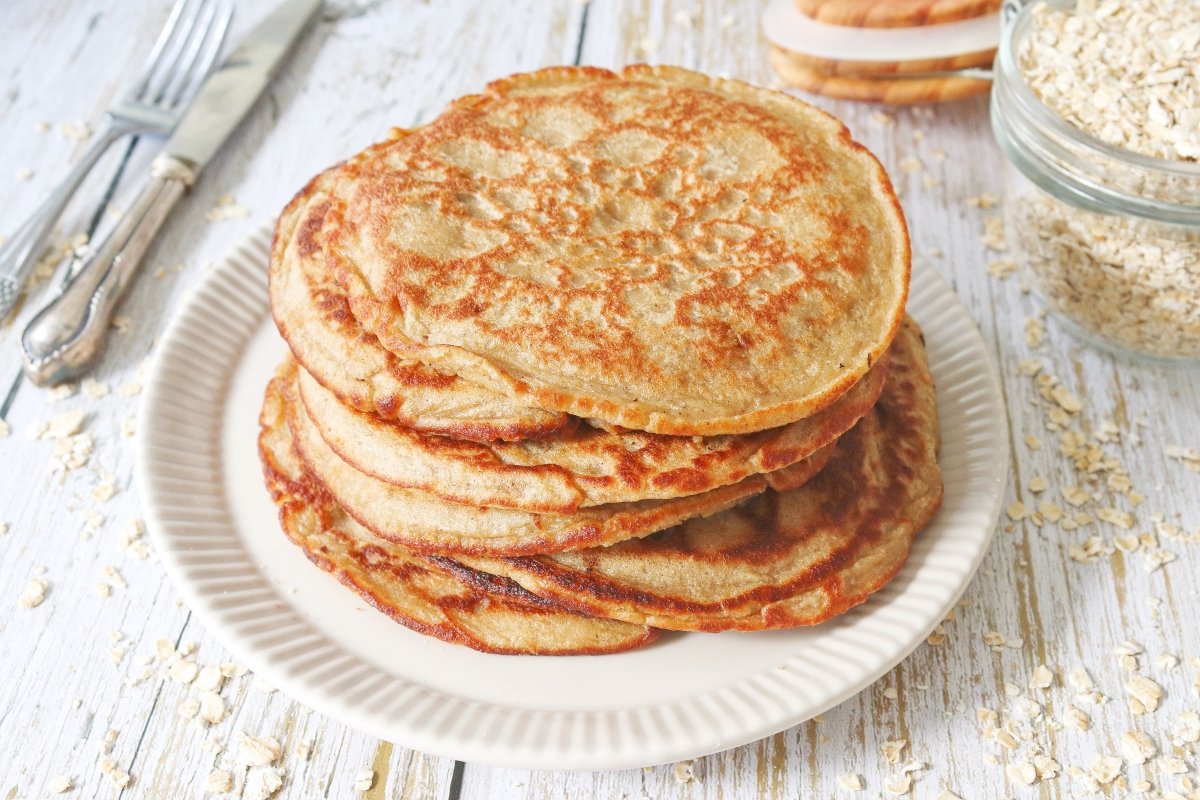 Stacked Oatmeal Pancakes