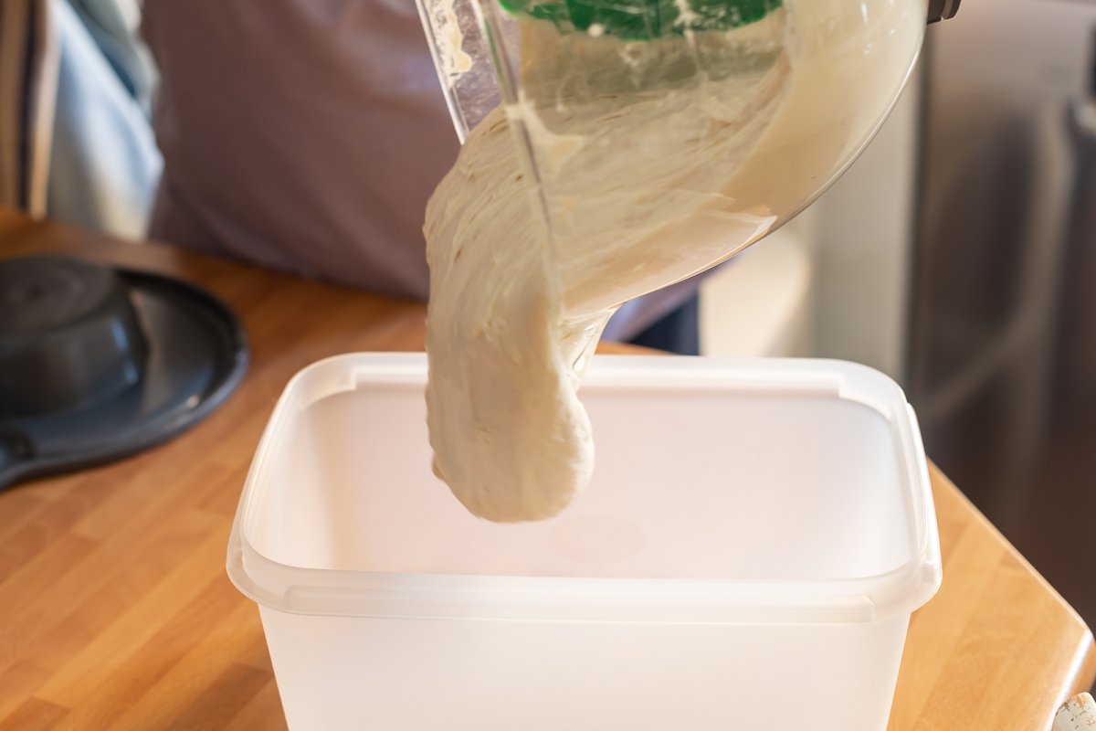 Transfer the final dough to another container