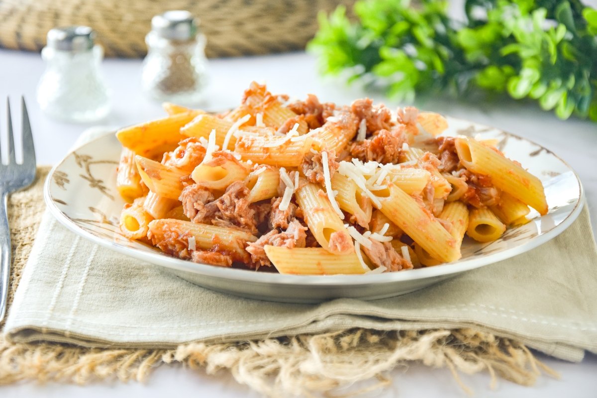 Pasta en el microondas lista para comer