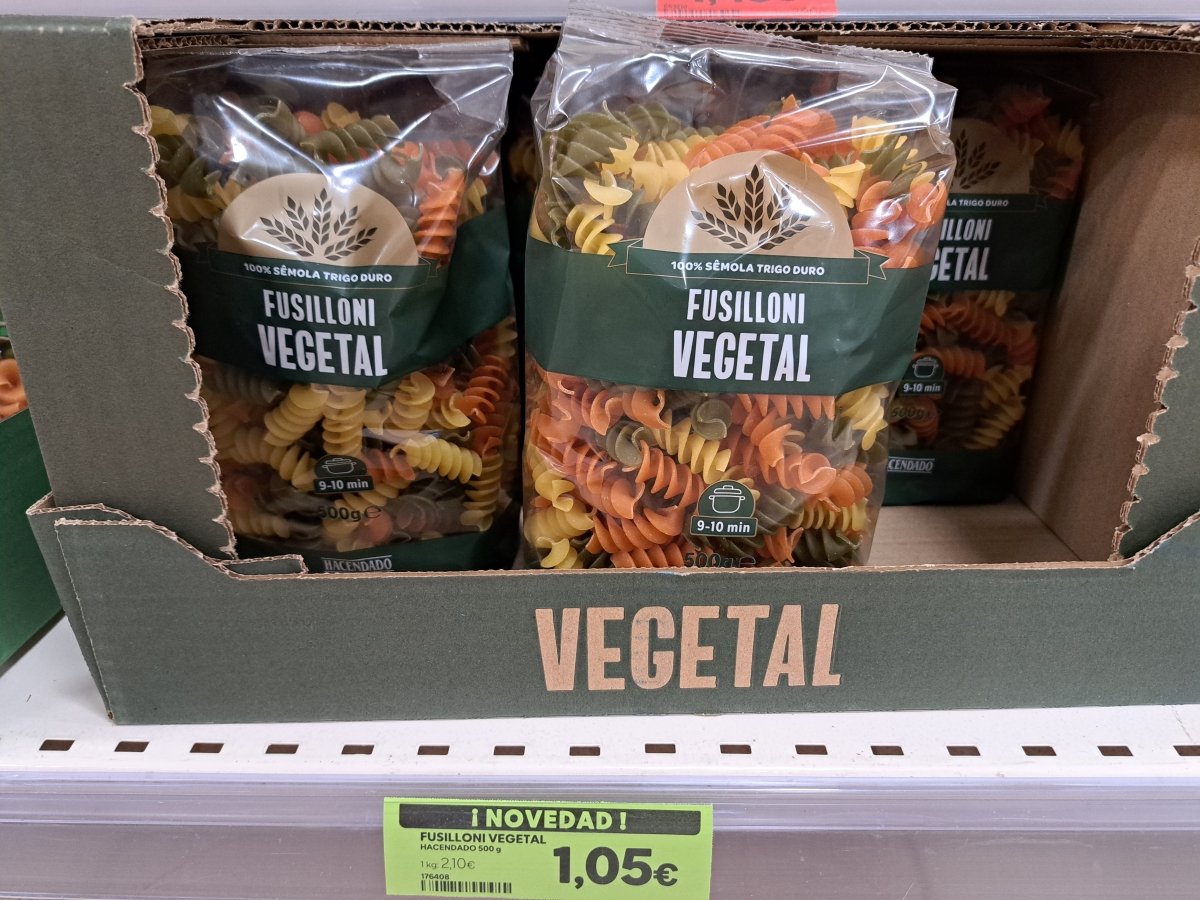 Pasta fusilloni vegetal Hacendado