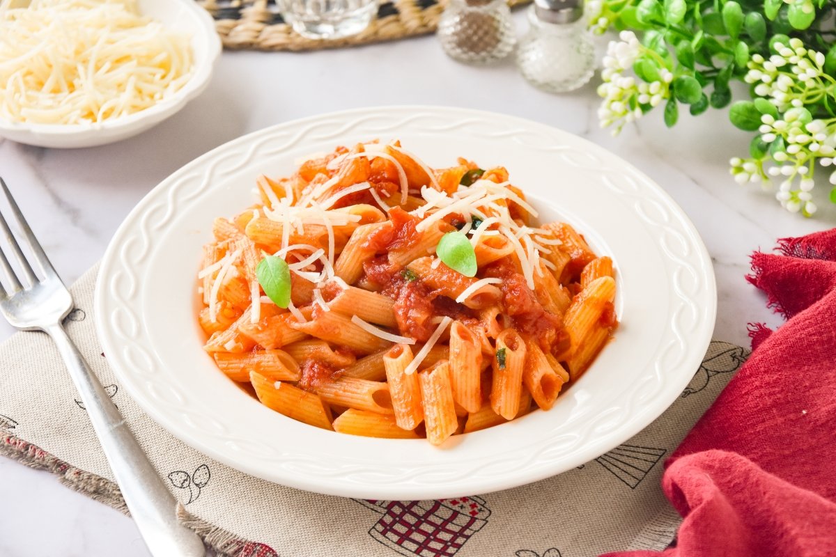 Penne all'arrabbiata listos para comer