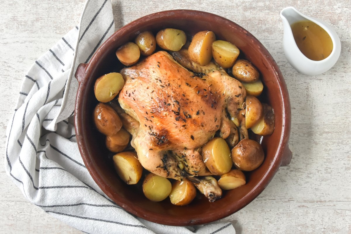 Pollo asado en Crock Pot con patatas