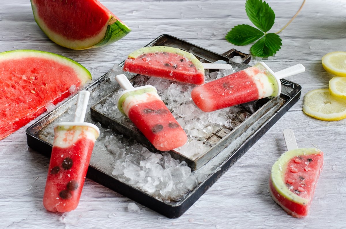 Watermelon lollies with different shapes