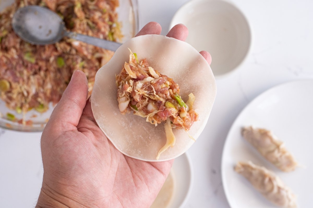 Ponemos el relleno de las gyozas