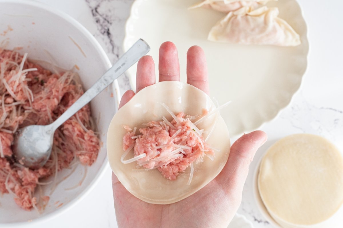 Ponemos el relleno de los mandu