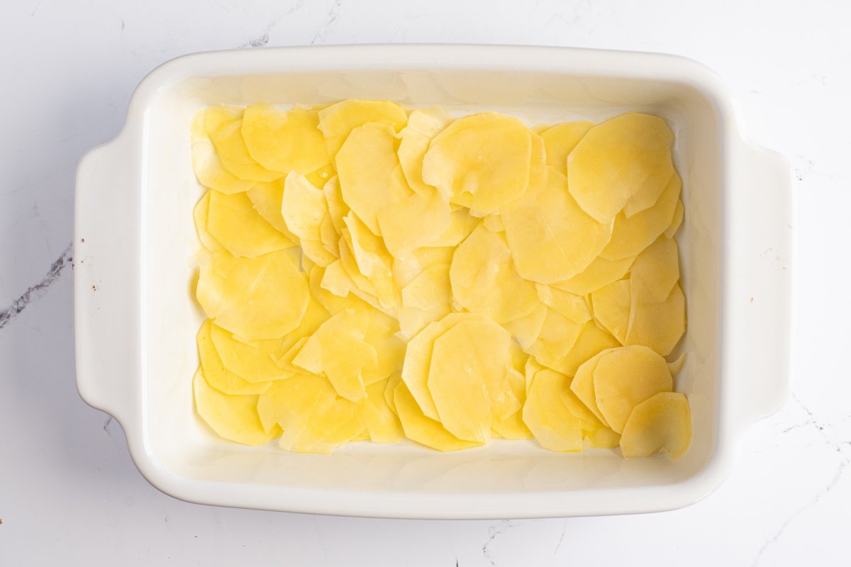 Ponemos la base del pastel de patata y pescado