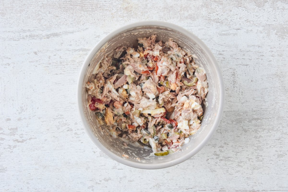 Preparamos el relleno del tronco salado