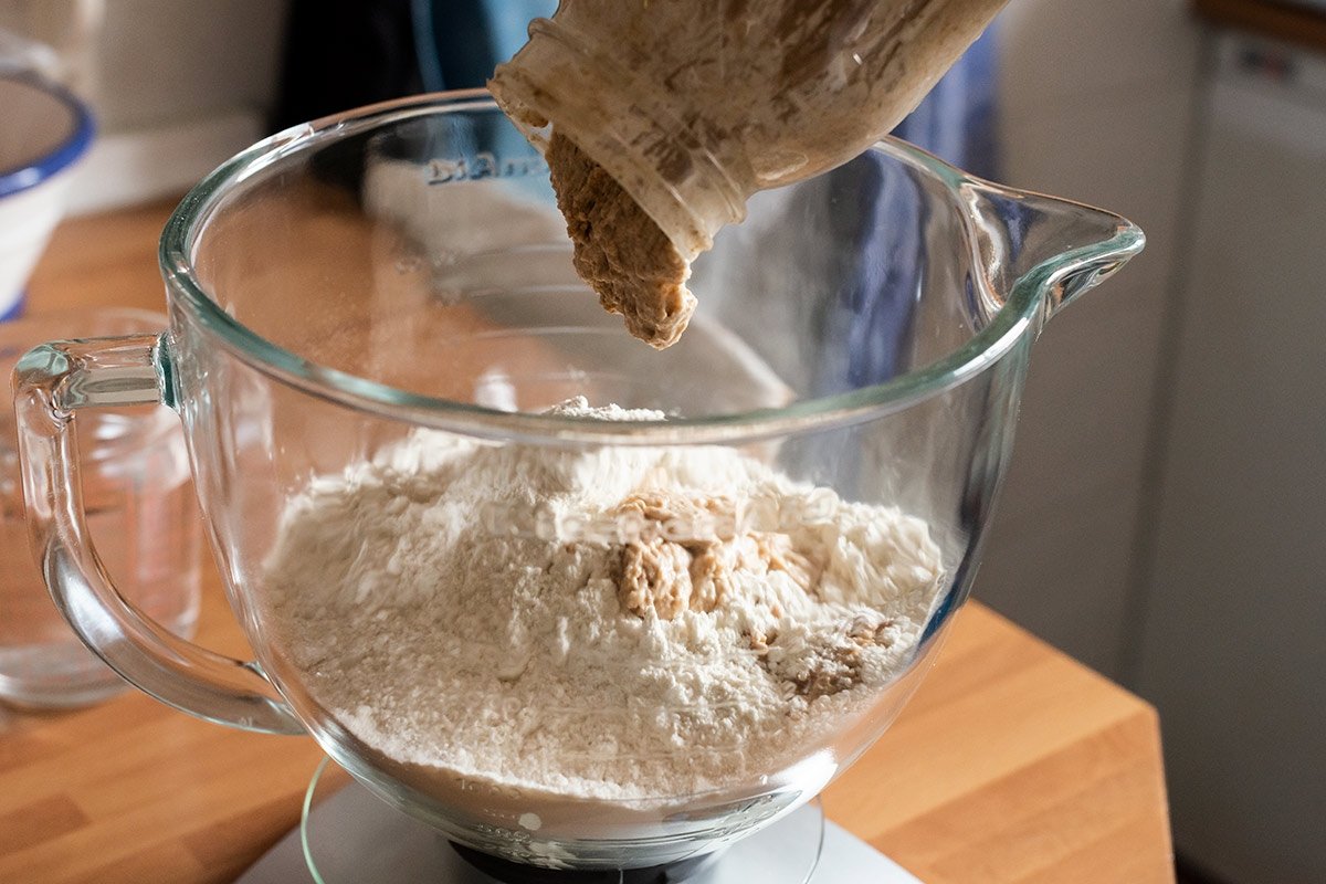 Prepare the dough with sourdough