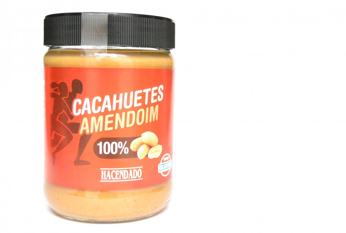 Presentación de la crema de cacahuetes o maní de Mercadona