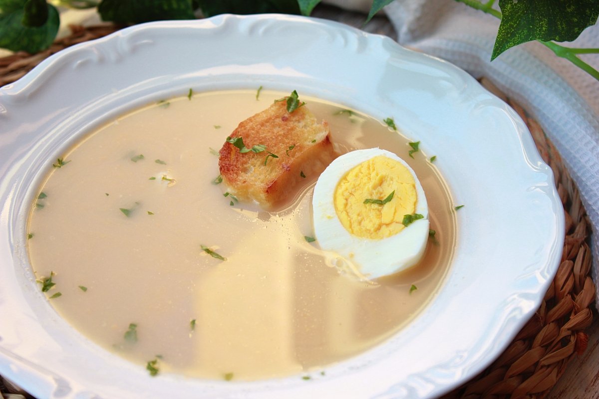 Final presentation of the monkfish soup