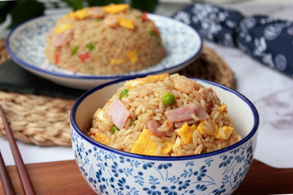 Presentación final del arroz tres delicias