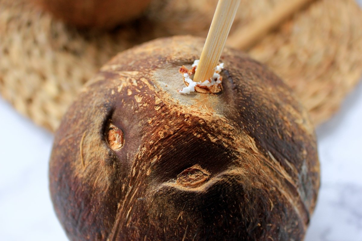 Proceso de perforación del coco