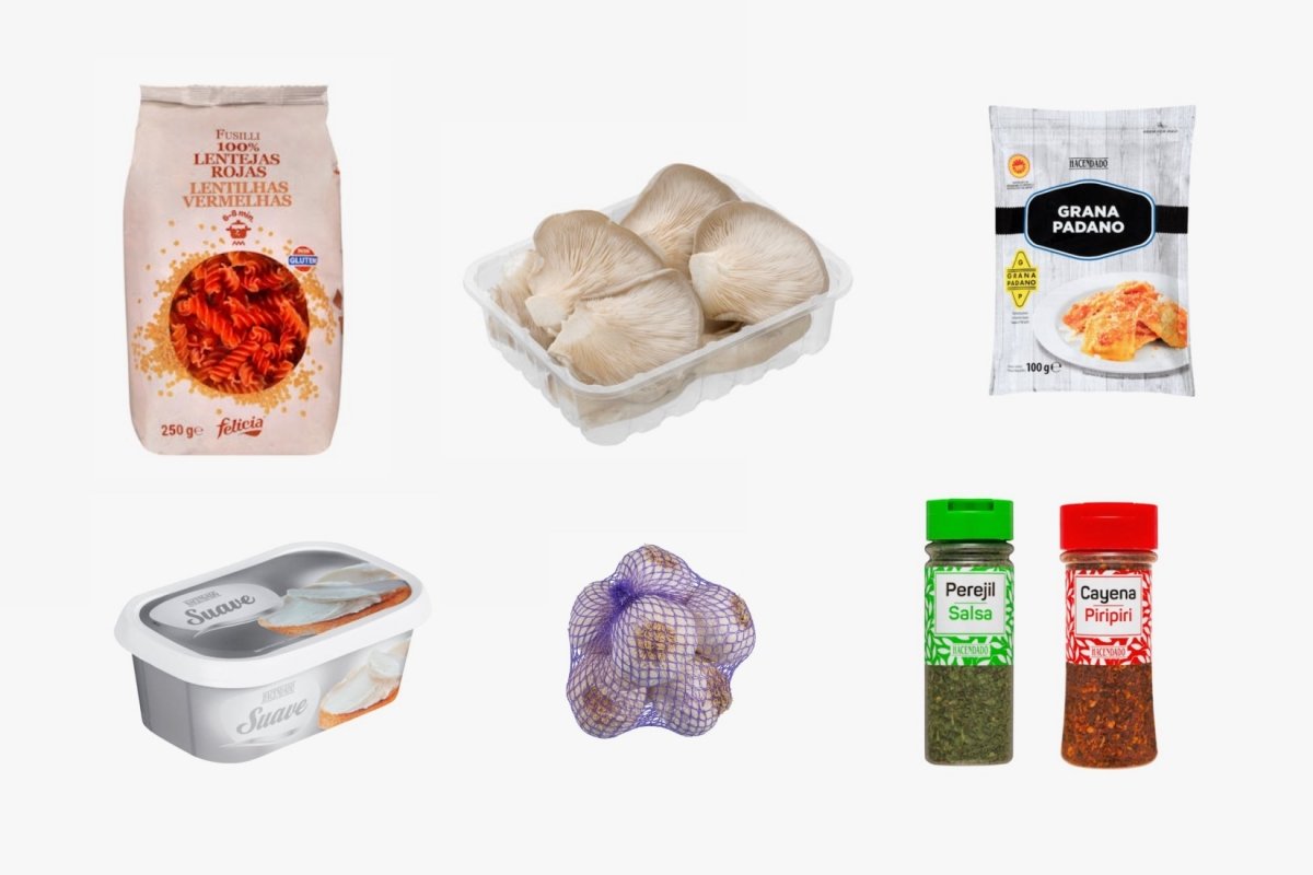 Productos de Mercadona para la receta de pasta de lentejas