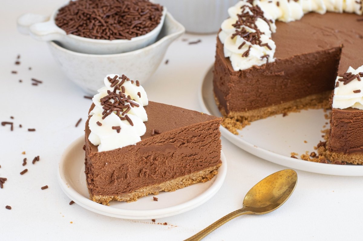 Serving of chocolate mousse cake