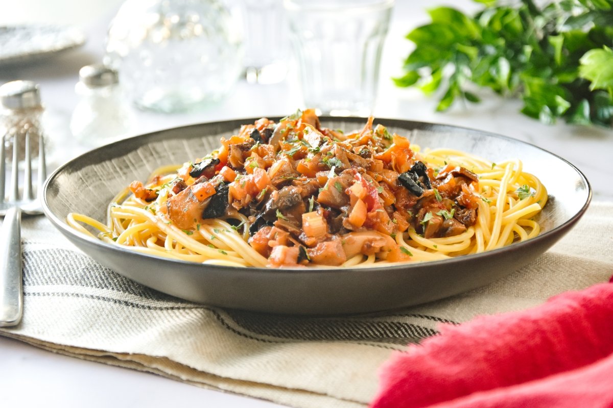 Ragú de setas listo para comer