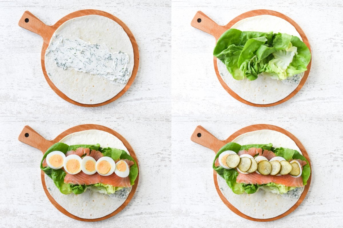 Rellenamos el wrap de salmón
