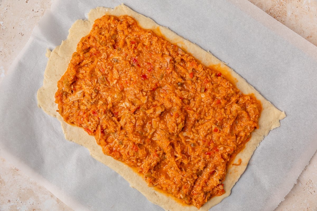 Rellenando la masa de empanada en Thermomix