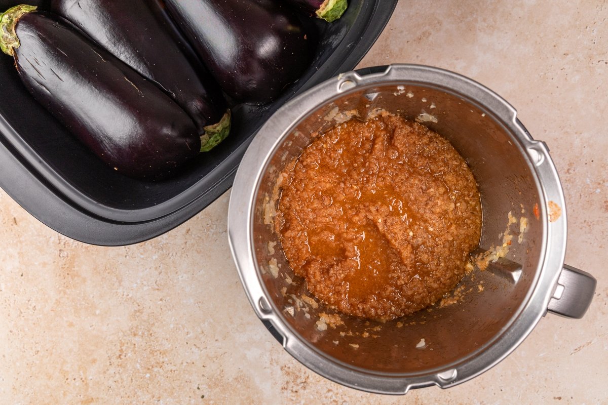 Relleno de las berenjenas rellenas en Thermomix