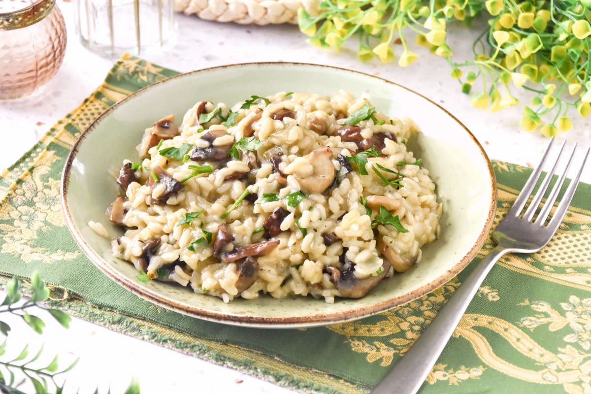 Risotto de hongos casero