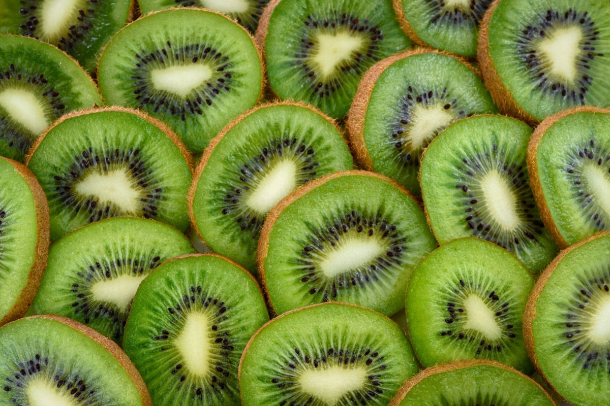 Rodajas de kiwi recién cortadas