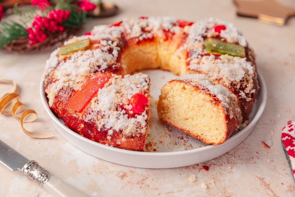 Roscón de Reyes con Thermomix cortado