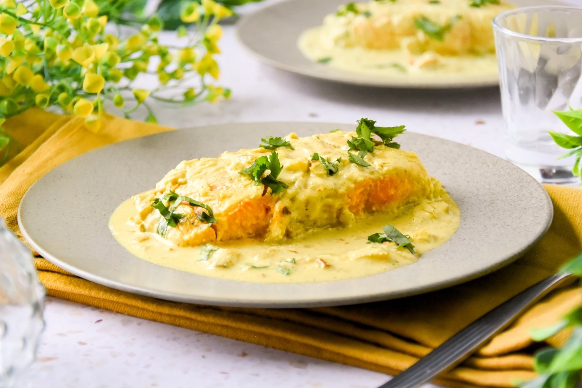 Salmón al curry listo para comer