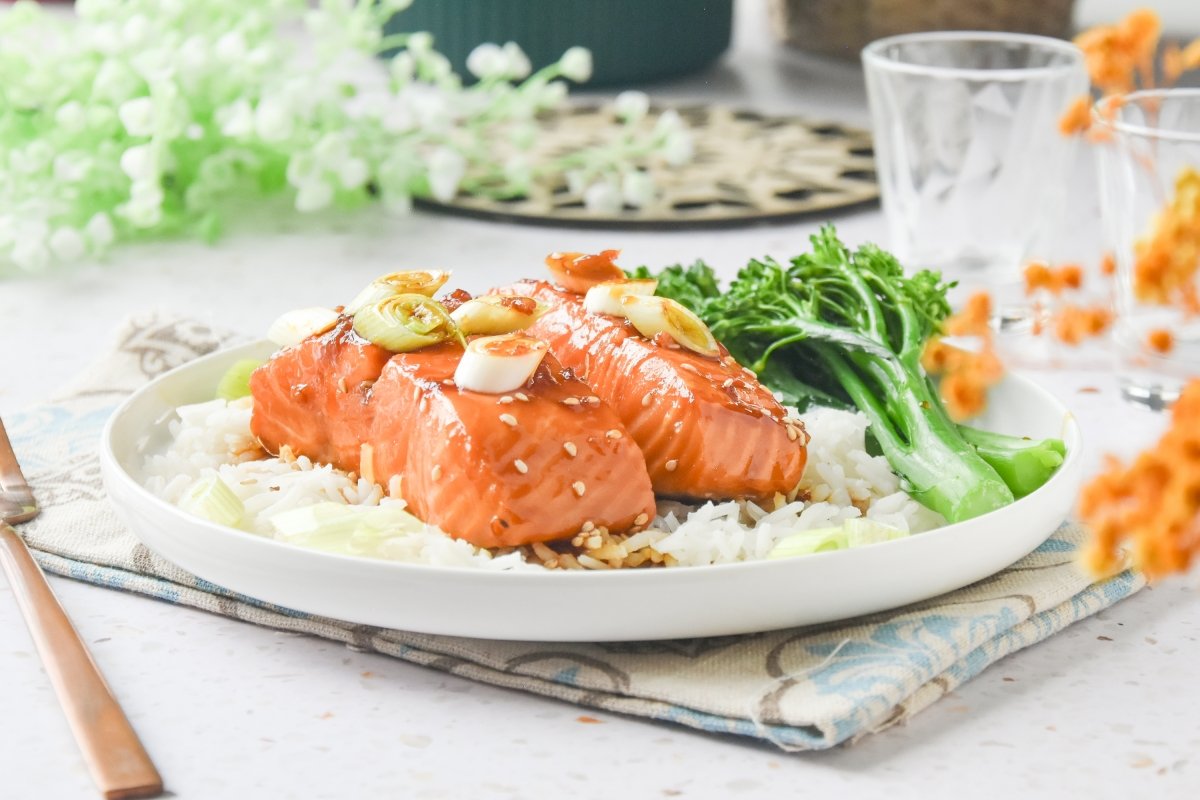 Salmón teriyaki casero