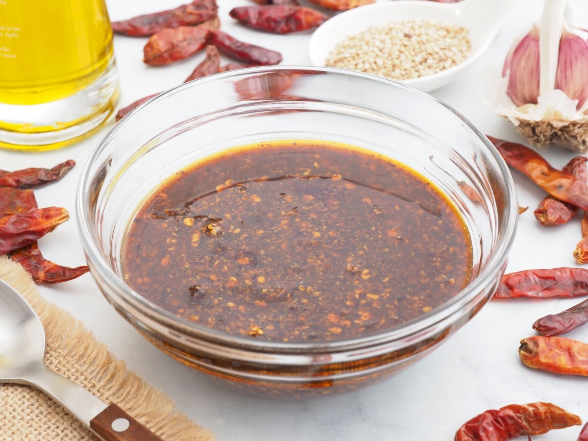 Salsa macha lista para servir