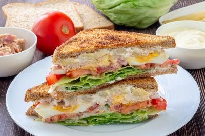 Sándwich vegetal con atún y mayonesa