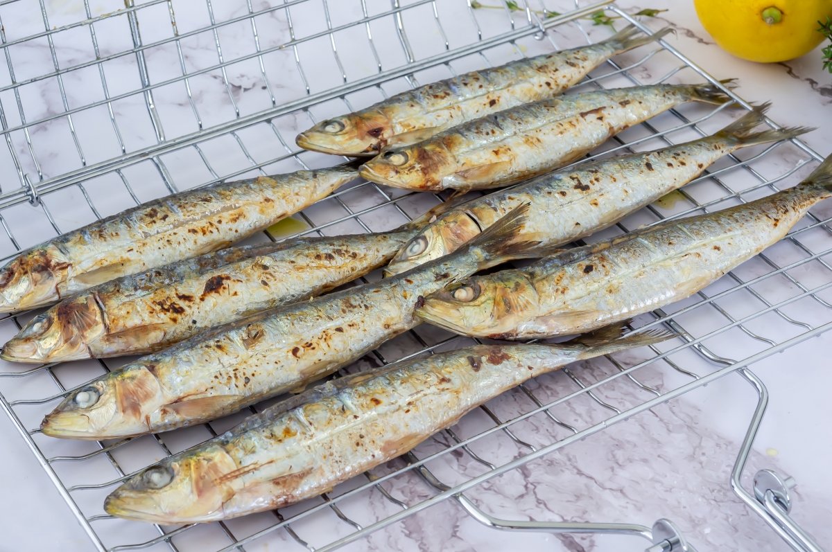 Sardinas a la brasa en la parrilla