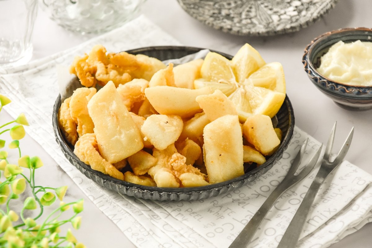 Sepia rebozada lista para comer