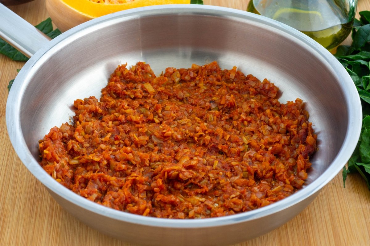 Sofrito para azukis estofadas con calabaza y verduras
