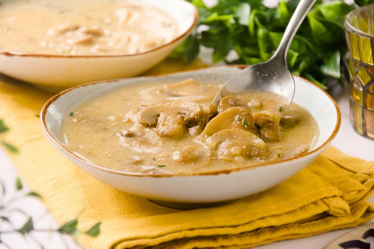 Sopa de champiñones casera
