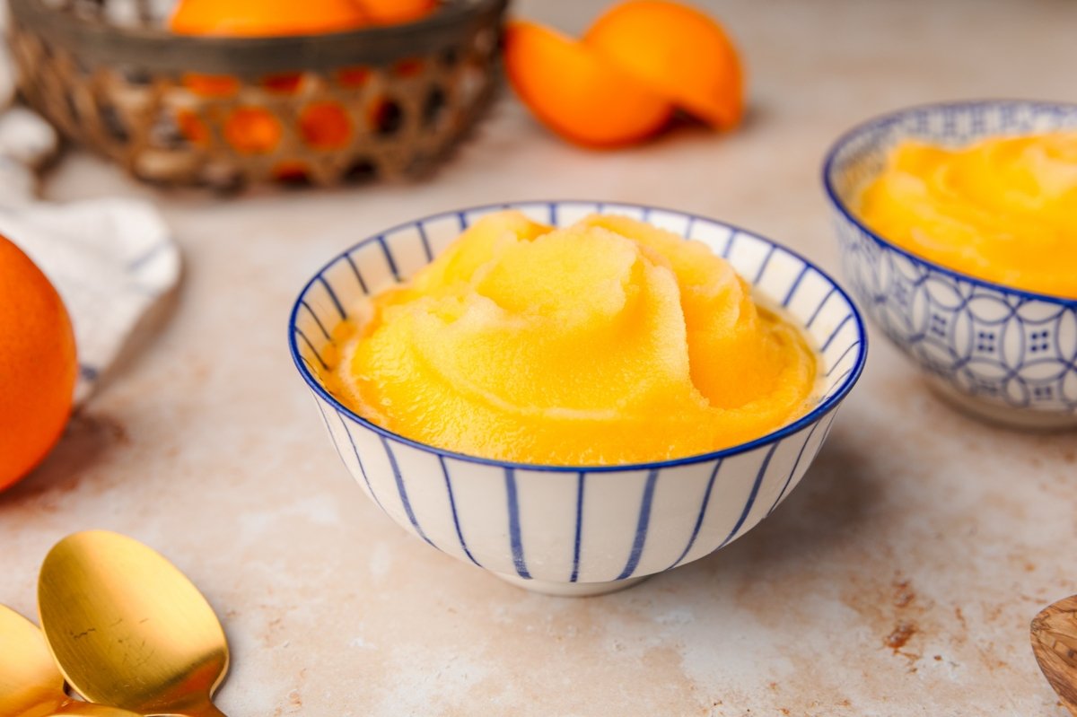 Sorbete de naranja listo