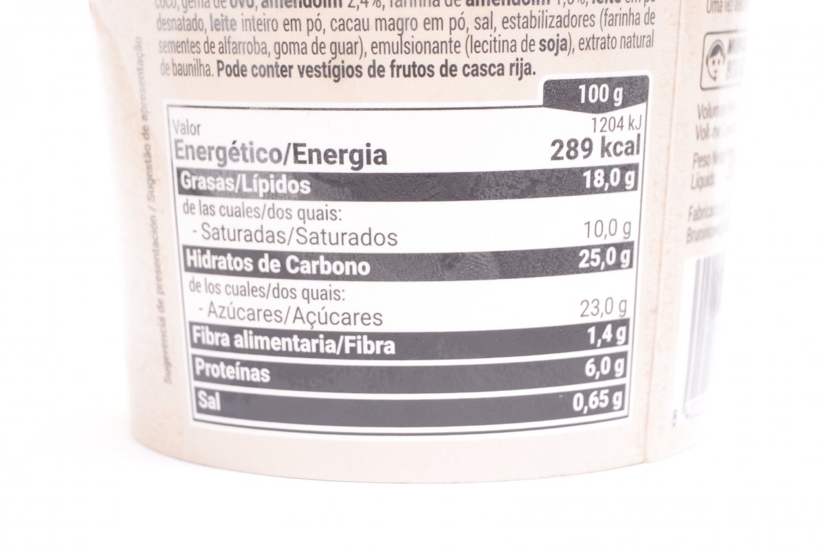 Tabla nutricional del helado de mantequilla de cacahuete con Reese's de Mercadona