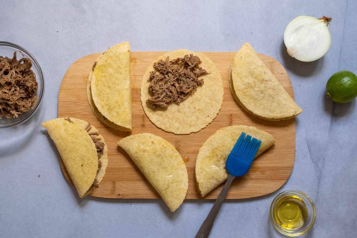 Tacos de barbacoa montaje