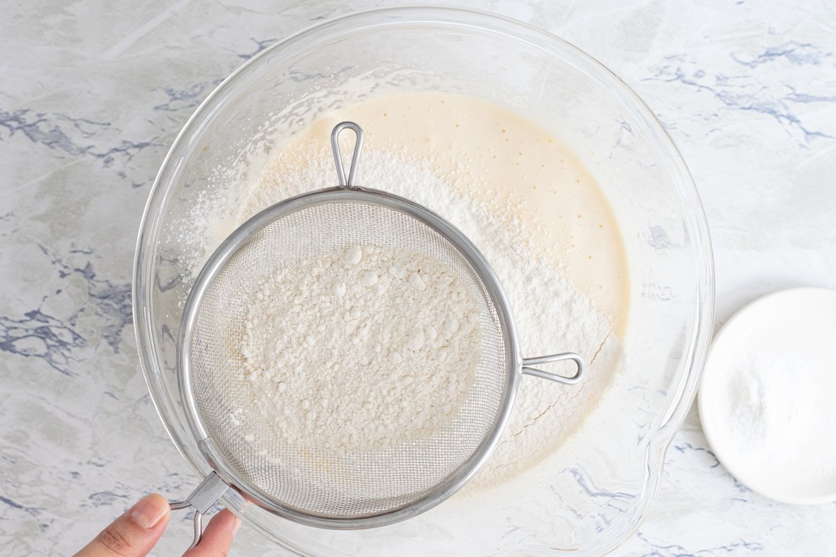 Sift the flour for the homemade sponge cake
