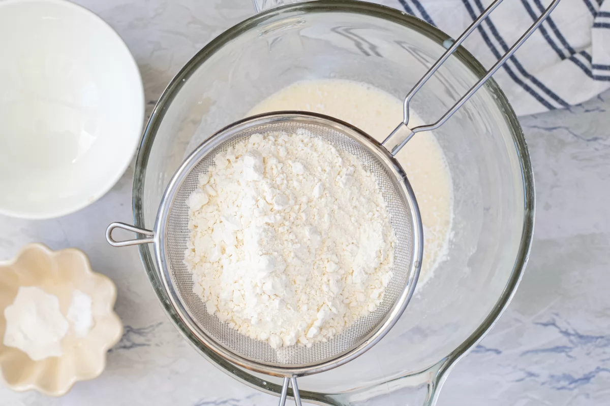 tamizar harina bizcocho de crema pastelera *