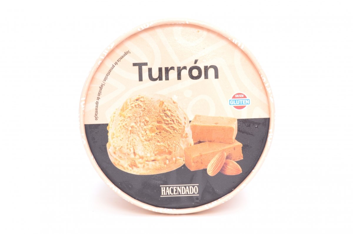 Tapa de la tarrina de helado de turrón de Mercadona