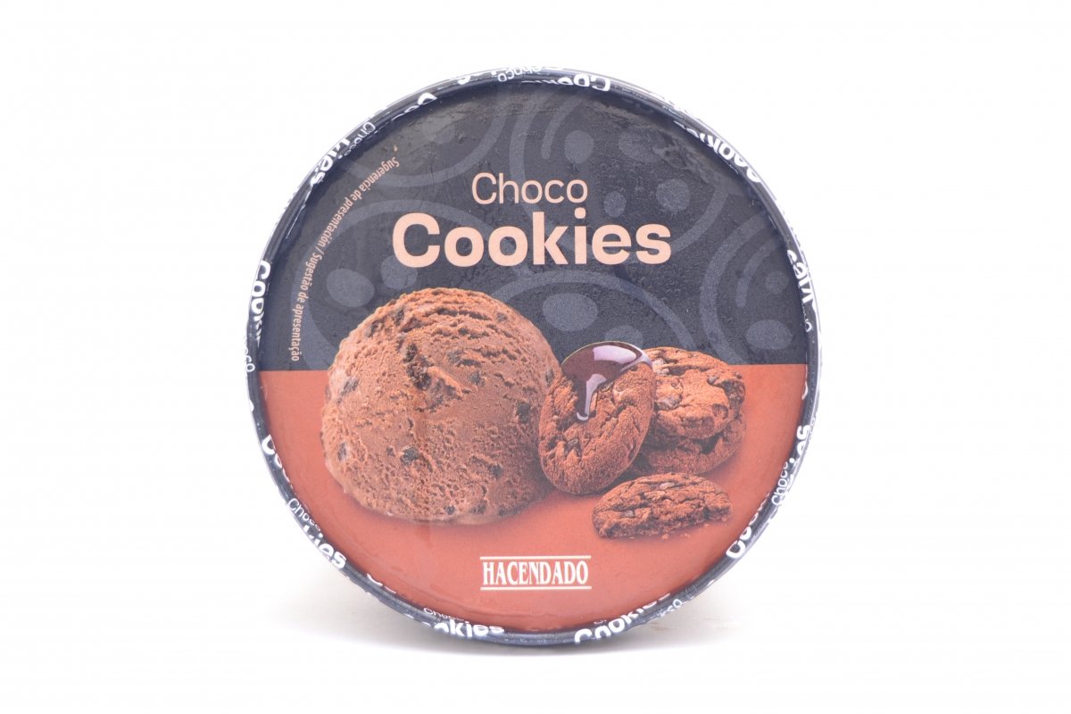 Tapa de la tarrina de helado Mercadona Choco Cookies