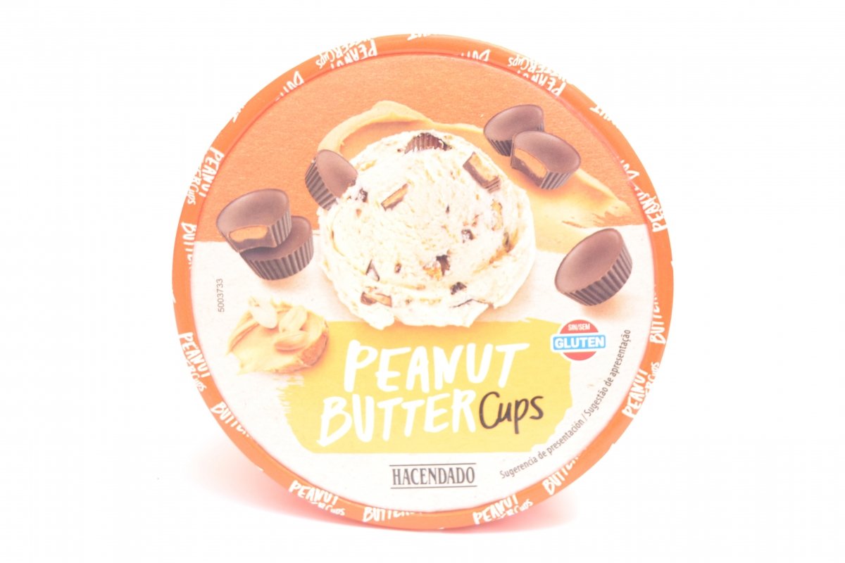 Tapa del helado Hacendado de crema de cacahuete con tartaletas Reese's