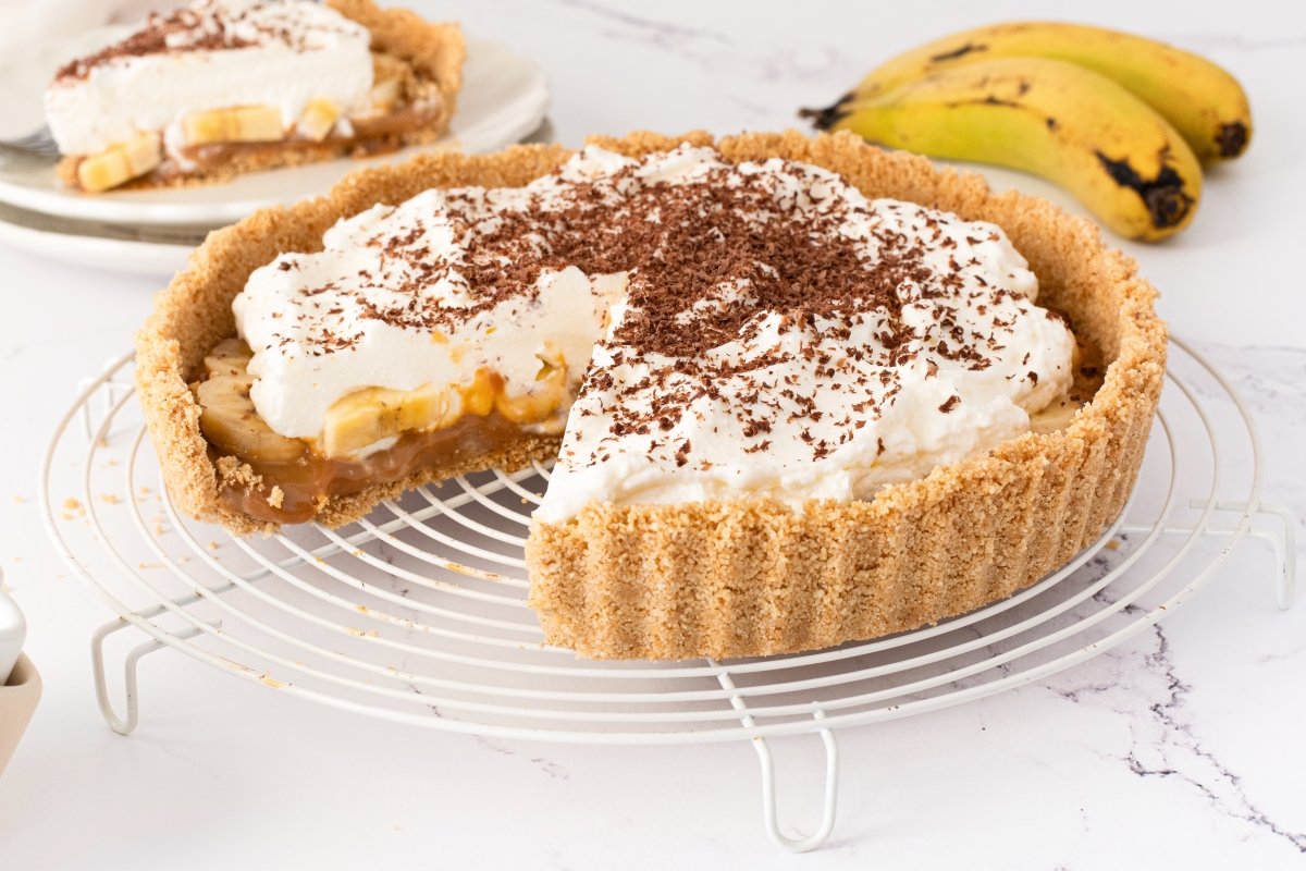 Tarta banoffee mostrando su interior