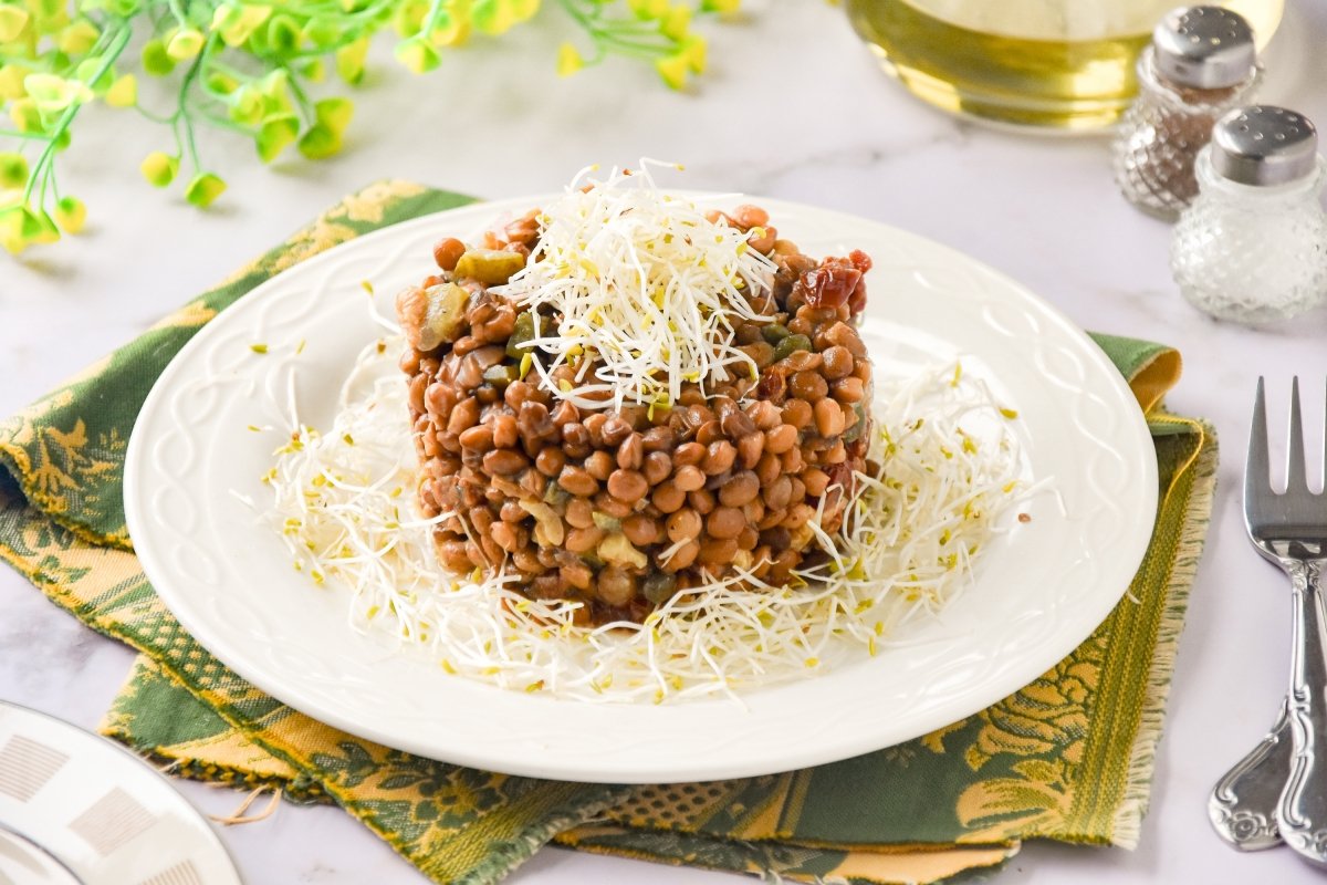 Tartar de lentejas listo para comer