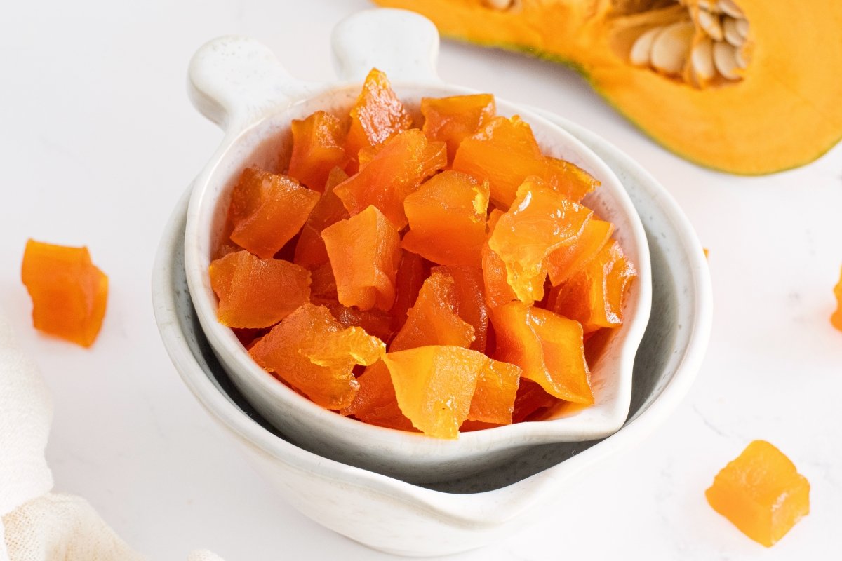 Textura de la calabaza confitada